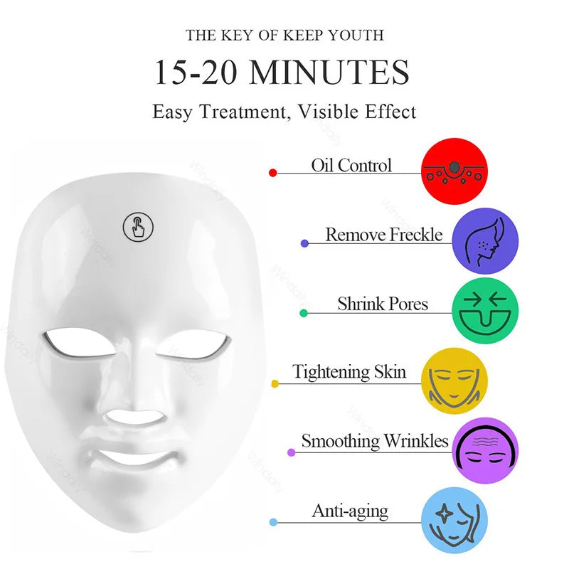 SoulGlow 7-Color LED Light Therapy Mask – Wireless Skin Rejuvenation Device